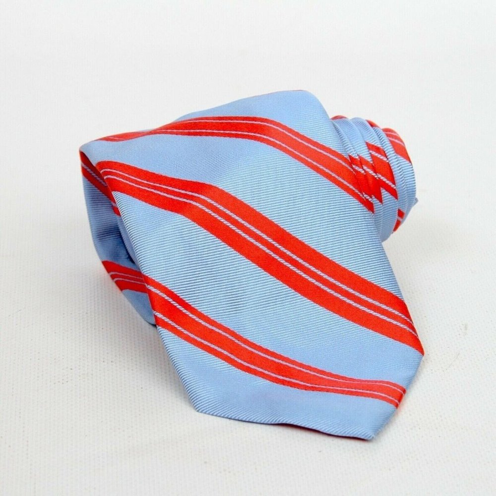 Peter Elliot Blue Red Hobnail Stripe Silk Mens Necktie Tie Ties Handmade Italy